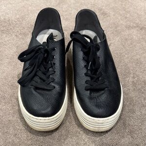 Black Leather Platform Sneakers